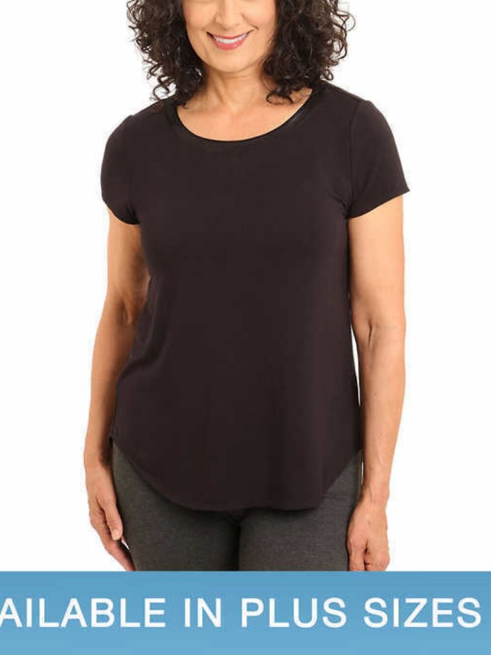 Joan Vass Womens Satin Collar T-Shirt